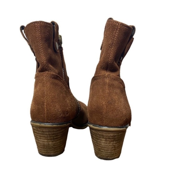 Steve Madden Brown Rust Suede Windey Side Zip Ankle Boots - Picture 5 of 9
